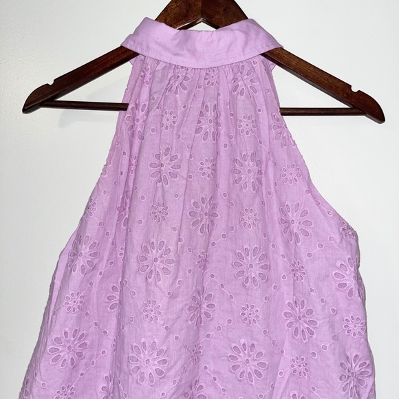 MUSTARD SEED NWT Eyelet Cotton Halter Neck Tiered Mini Dress Lavender S - Picture 3 of 12
